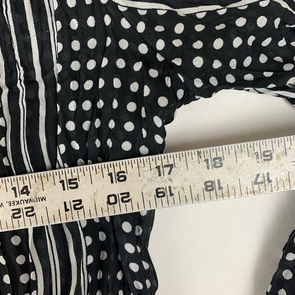 Robbie Bee size medium Black White Polka Dot Striped Blouse bell sleeve - Picture 8 of 9